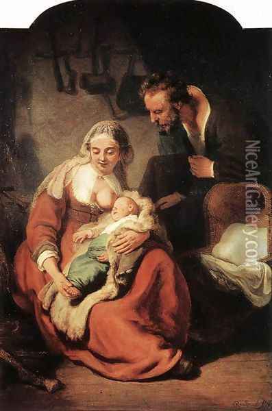 The Holy Family 1630s Oil Painting - Rembrandt Van Rijn