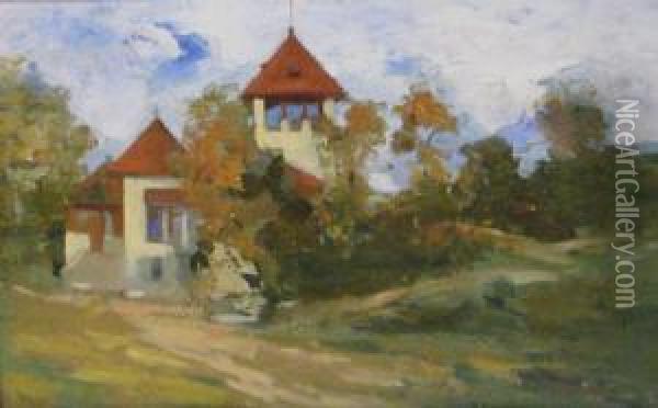 Landscape With Houses Oil Painting - Nicolae Tincu