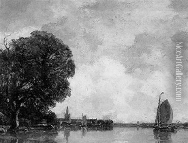 Stadt Am Flus Oil Painting - Gilbert Von Canal