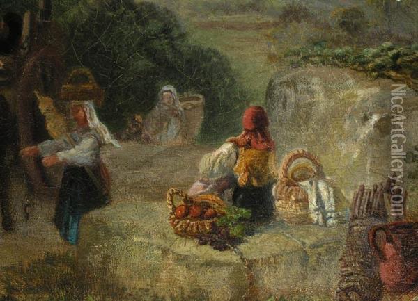 Stellte Zwischen 1868 Und 1874 In Der Royal Academy In London Aus, Bis 1867 Auch Im British Institute Oil Painting - James Vivien de Fleury