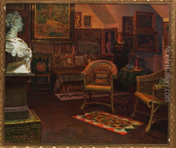 Interior From The Artist's Studio Oil Painting - P.H. Kristian Zahrtmann