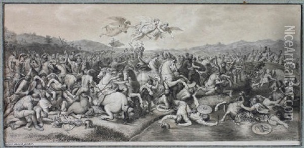 Die Reiterschlacht Nach Raphael Oil Painting - Antoine Chazal