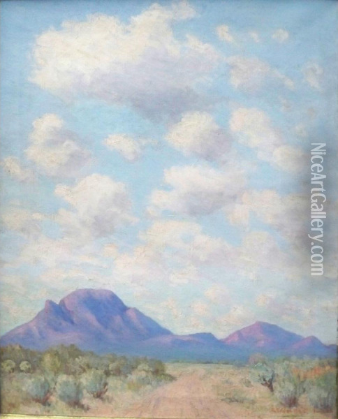 Desert Clouds, Wildcat Mountain Tucson Range Oil Painting - F(letcher) Gilchrist