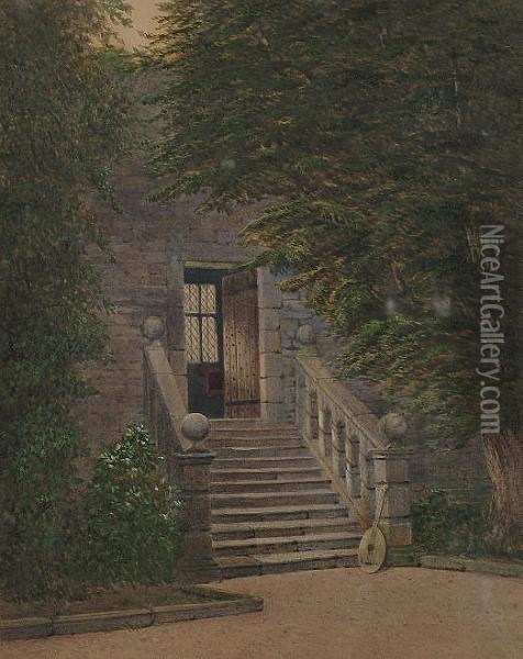 Doorway, Haddon Hall, Evening Oil Painting - John Chase