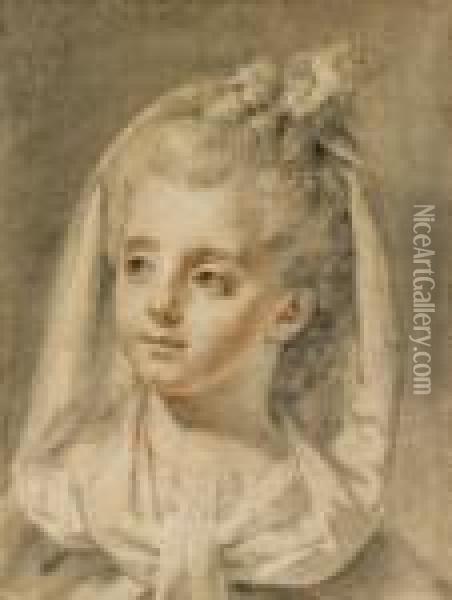 Portrait Of A Young Lady, Facing Left Oil Painting - Francois-Hubert Drouais