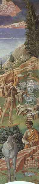 The Vigil of the Shepherds (right wall of the apse) 1459-60 Oil Painting - Benozzo di Lese di Sandro Gozzoli