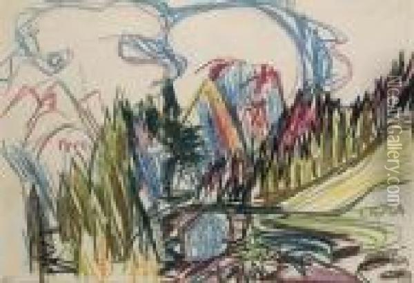 Davoser Landschaft Mit Tinzenhorn Oil Painting - Albert Muller