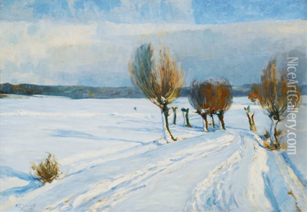 Winter In Elbing Oil Painting - Paul Emil Gabel