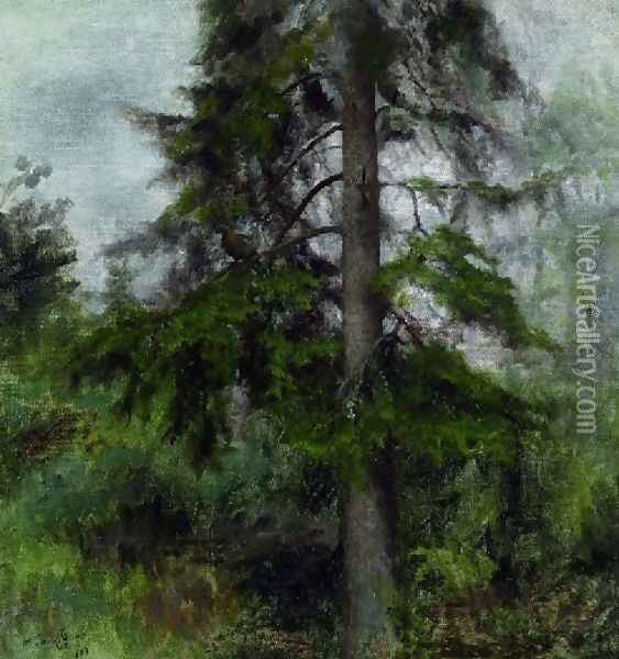 Greyhen in Firs (Orrhona i gran) Oil Painting - Bruno Andreas Liljefors