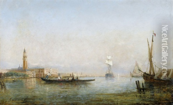 Bacino Di San Marco Mit Schiffen In Venedig Oil Painting - Paul Charles Emmanuel Gallard-Lepinay