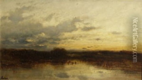 Abendstimmung Am Staffelsee Oil Painting - Adolf Heinrich Lier