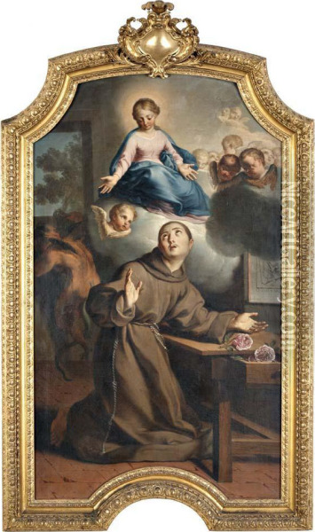 Aparicao De Nossa Senhora A Santo Franciscano Oil Painting - Andreas Gil