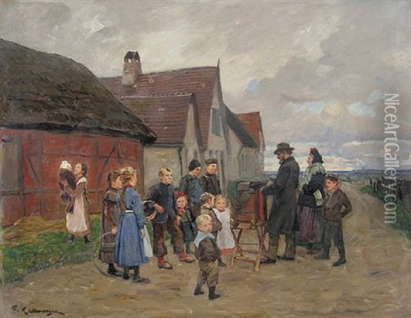 Leierkastenmann Oil Painting - Friedrich Kallmorgen