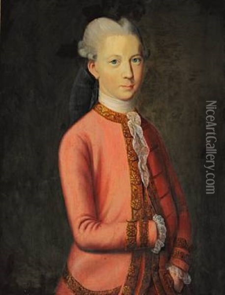 Portrait Of A Young Gentleman In A Red Jacket Oil Painting - Paul Ipsen