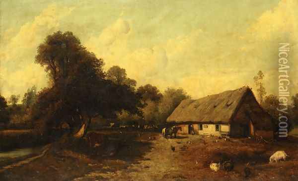 The Barnyard Oil Painting - Jules Dupre