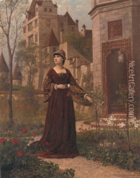 In The Castle Garden Oil Painting - Friedrich Bodenmuller