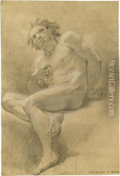 Seated Male Nude Oil Painting - Corrado Giaquinto