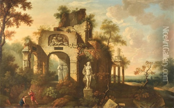 Paisaje Con Ruinas Y Personajes Oil Painting - Giovanni Paolo Panini
