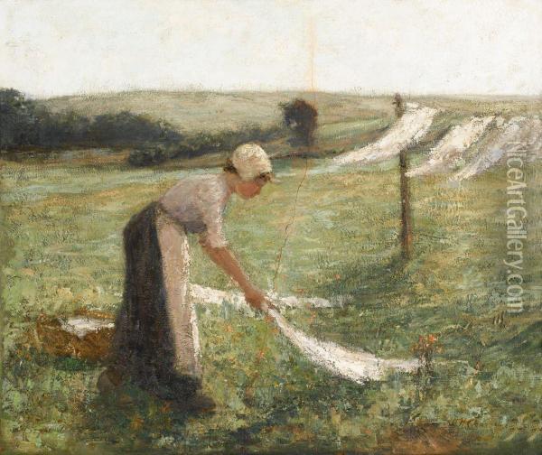 Wash Day Oil Painting - William Hannah Clarke