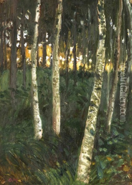 Besonnte Lichtung Im Birkenwald Oil Painting - Otto Modersohn