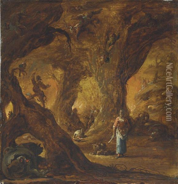 A Sorceress In A Wood Surrounded By Devils Oil Painting - Jan Jansz. Buesem