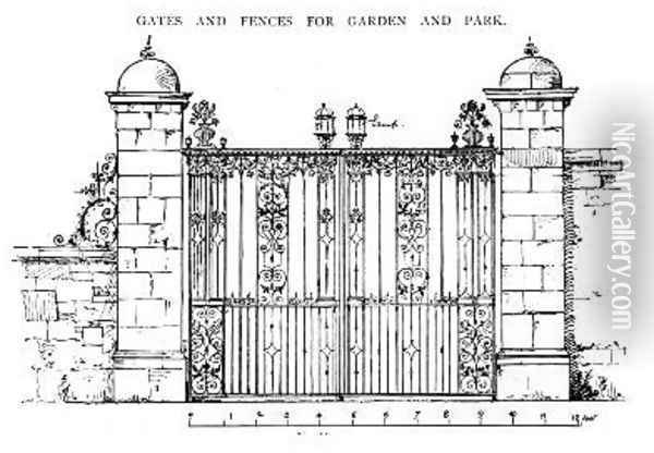 Gates and fences for garden and park from The Art and Craft of Garden Making 2 Oil Painting - Thomas Hayton Mawson