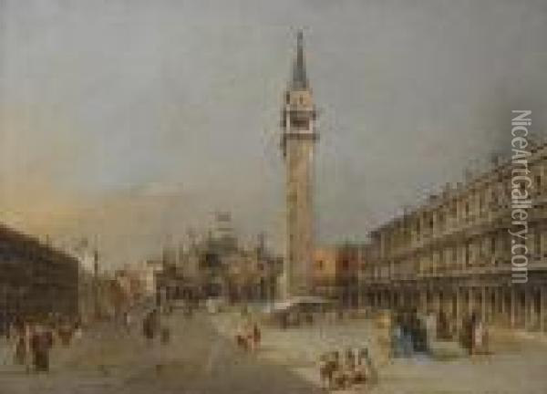 The Piazza San Marco With The Basilica And Campanile Oil Painting - Francesco Guardi