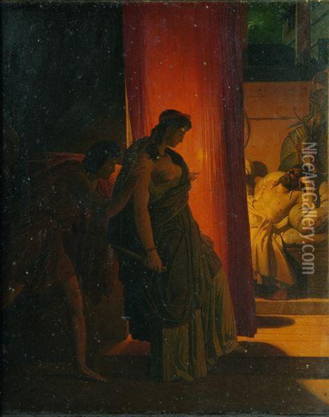 Clytemnestre Et Egiste S'appretant A Frapper Agamemnon Oil Painting - Baron Pierre-Narcisse Guerin