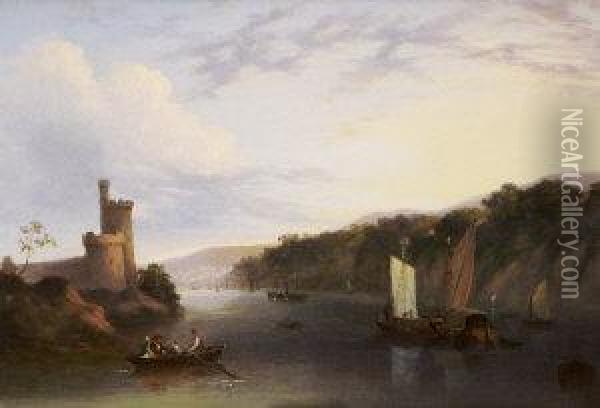 On The River Lee, Below Blackrock Castle Oil Painting - George Mounsey Wheatley Atkinson