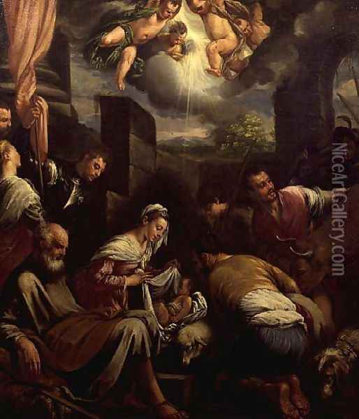 The Crib of St. Joseph Oil Painting - Jacopo Bassano (Jacopo da Ponte)