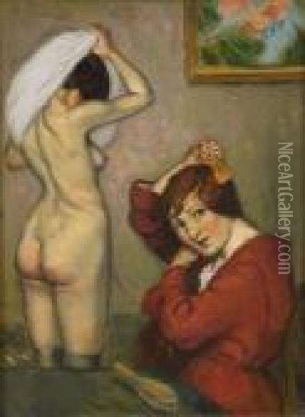 Femmes A Leur Toilette Oil Painting - Louis Anquetin
