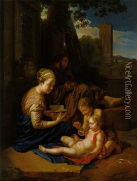 Die Heilige Familie Mit Dem Johannesknaben Oil Painting - Joseph Melling