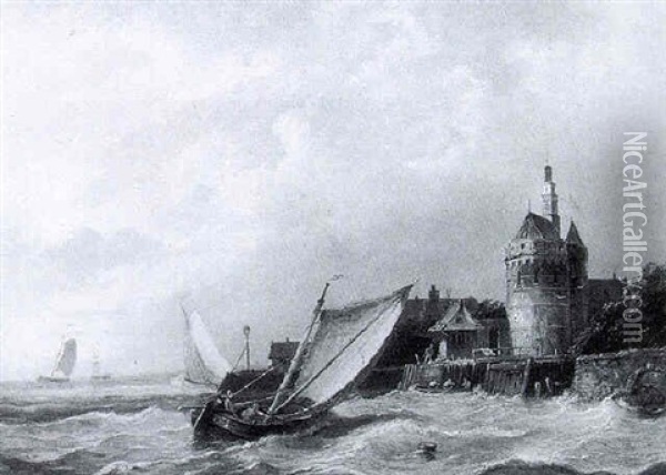 The Old Harbour Of Hoorn Oil Painting - Pieter Cornelis Dommershuijzen