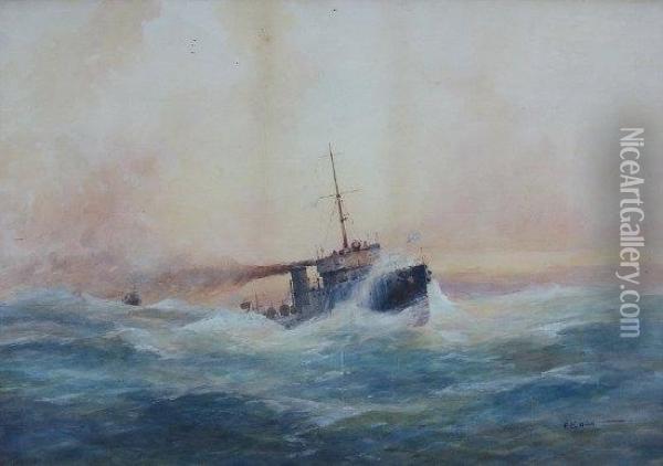 Torpedo Boat Oil Painting - Frederick Elliot