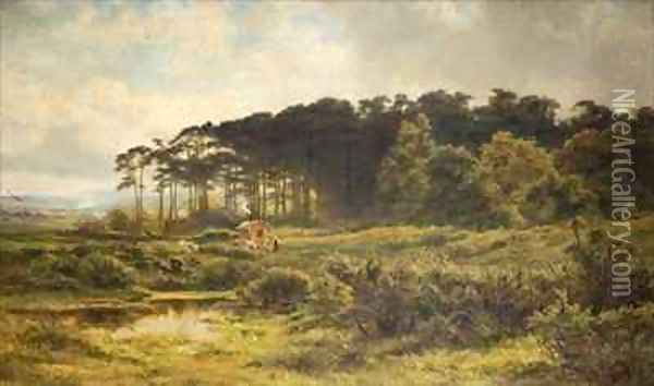 Landscape with Gypsy Caravan Oil Painting - Robert Gallon