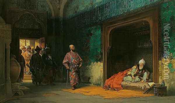 Sultan Beyazid as a Prisoner of Tamerlane (Timur) Oil Painting - Stanislaus von Chlebowski