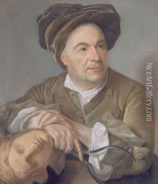 Louis Francois Roubiliac 1702-62 Oil Painting - Francois Vispre