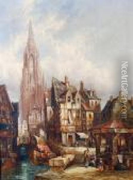 Freiburg Cathedral Oil Painting - Henry Thomas Schafer