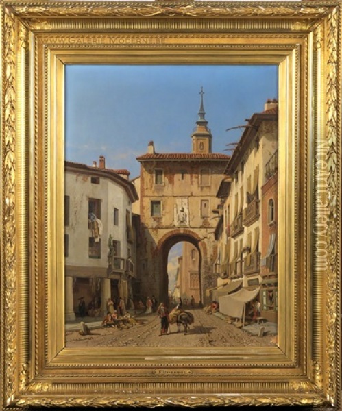 Puerta Mayor A Saragosse - Espagne Oil Painting - Francois Antoine Bossuet