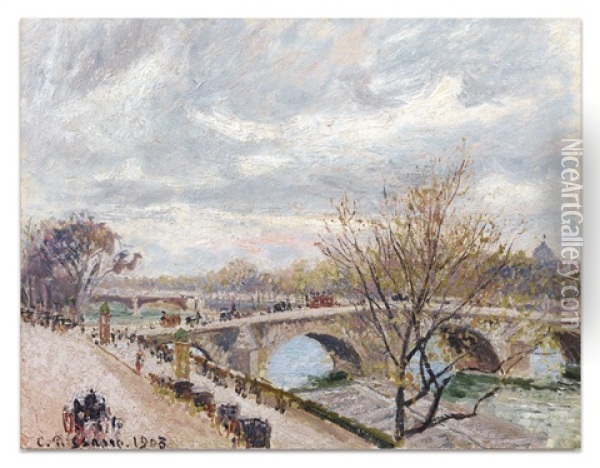 Le Pont-royal, Apres-midi, Temps Couvert, 4e Serie Oil Painting - Camille Pissarro