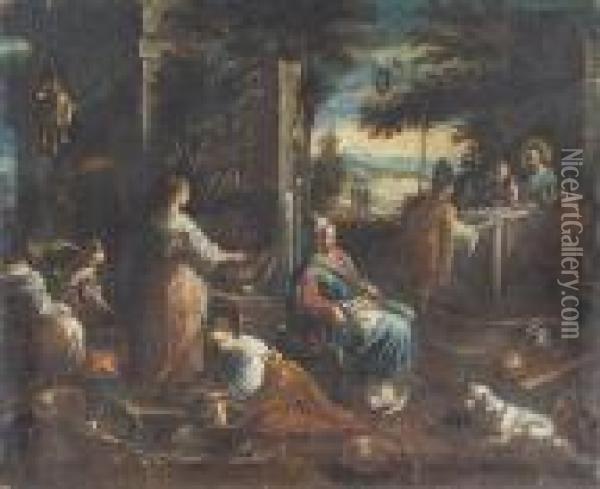 Chrystus W Emaus Oil Painting - Jacopo Bassano (Jacopo da Ponte)