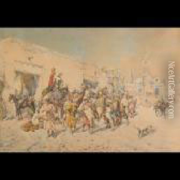 Arab Marketplace Oil Painting - Mariano De Franceschi