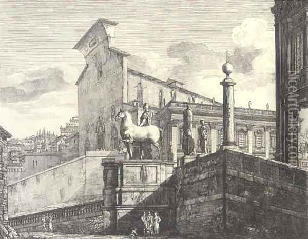 Veduta di fianco del Campidoglio di Roma Oil Painting - Luigi Rossini