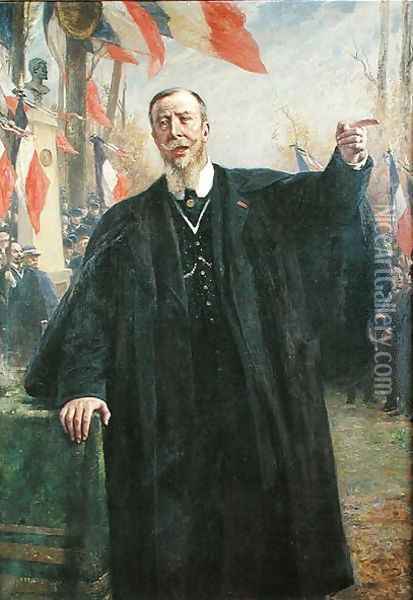 Paul Deroulede (1846-1914) Making a Speech at Bougival, January 1913 Oil Painting - Fernand-Anne Piestre Cormon