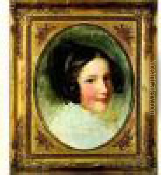 Portrait De Mademoiselle De Caumont Oil Painting - Jean Baptiste Isabey
