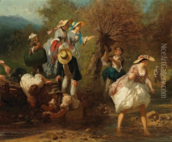 Outing On The River Oil Painting - Gustave Brion