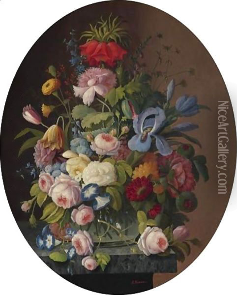 Still Life With Flowers Oil Painting - Severin Roesen
