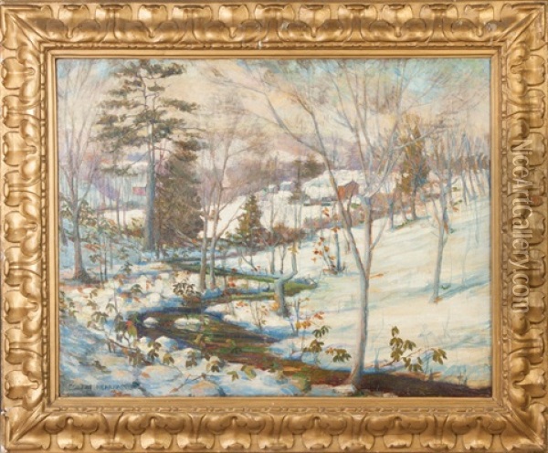 Snow Scene Oil Painting - Egbert Nearpass Jr.
