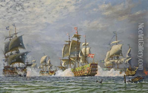 The Battle Of Koge Bay, Denmark Oil Painting - Christian Bogo