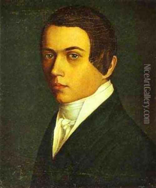 Self Portrait 1840s Oil Painting - Grigori Vasilievich Soroka